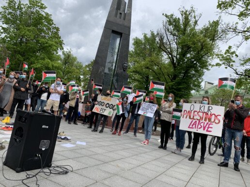 Protesto akcija „Aš esu palestinietis“. Nuotr. Karolis Vyšniauskas, NARA.