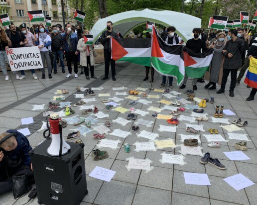 Protesto akcija „Aš esu palestinietis“. Nuotr. Karolis Vyšniauskas, NARA.