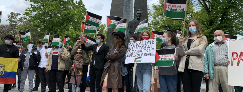 Protesto akcija „Aš esu palestinietis“. Nuotr. Karolis Vyšniauskas, NARA.