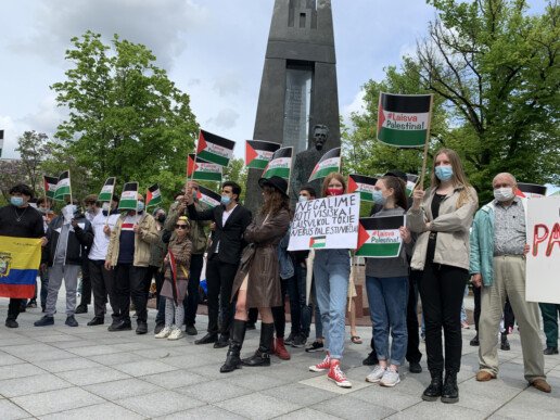 Protesto akcija „Aš esu palestinietis“. Nuotr. Karolis Vyšniauskas, NARA.