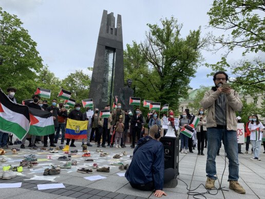 Protesto akcija „Aš esu palestinietis“. Nuotr. Karolis Vyšniauskas, NARA.