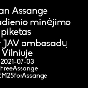 Julian Assange 50 gimtadienio minėjimo piketas prie JK ir JAV ambasadų Vilniuje